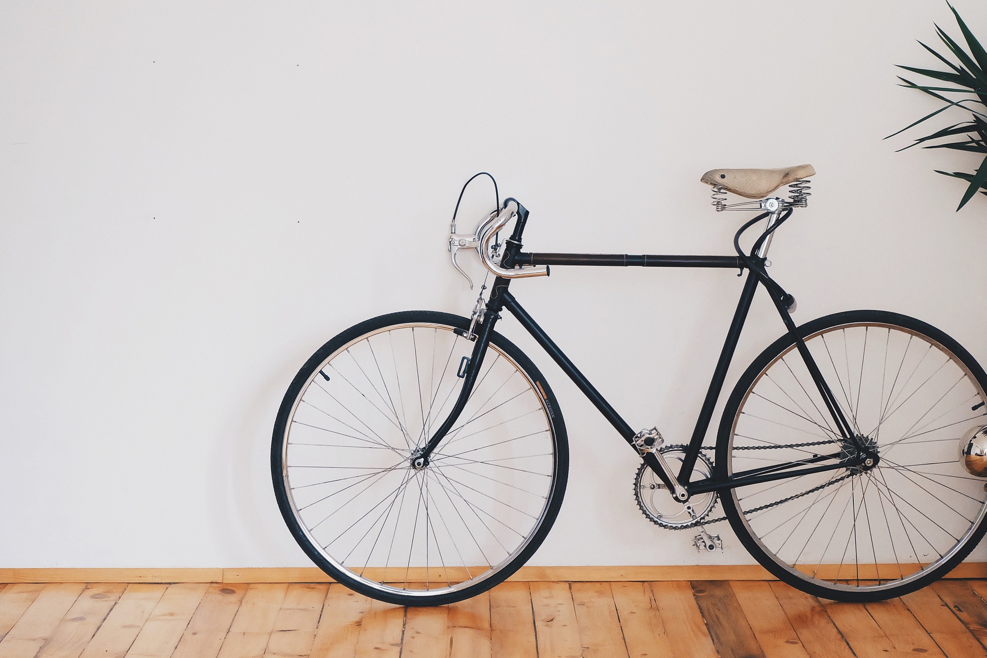 A bike parked inside