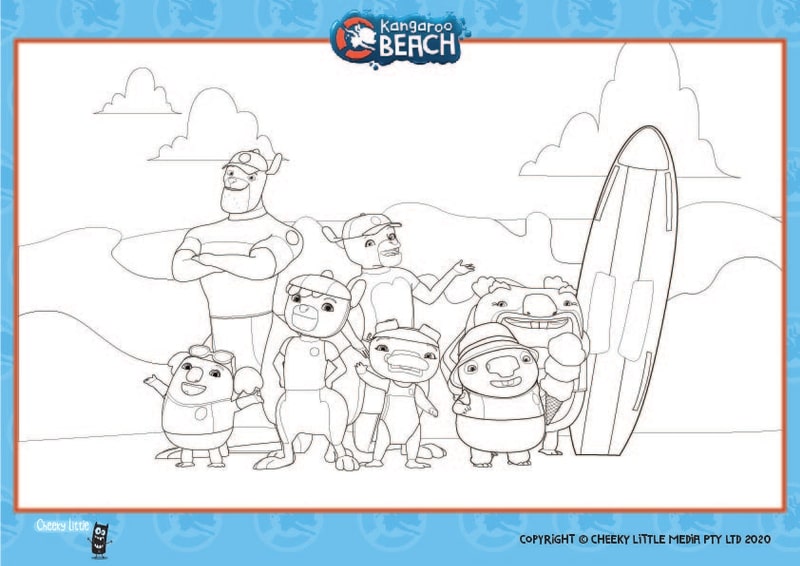 Kangaroo Beach Activity Sheets Group Colouring Sheet