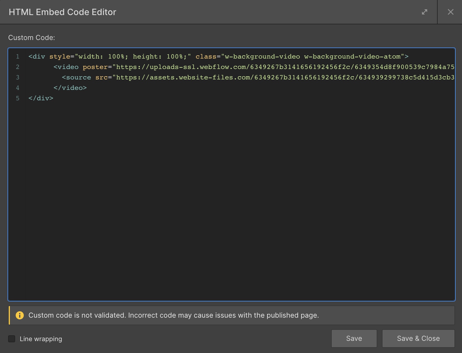 Hohe Netzwerk Nutzlast in Webflow vermeiden und Videos über ein Embed einbinden