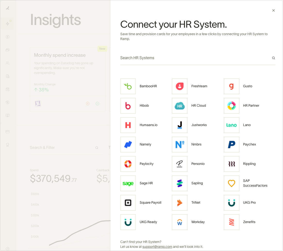 Ramp HRIS integration options