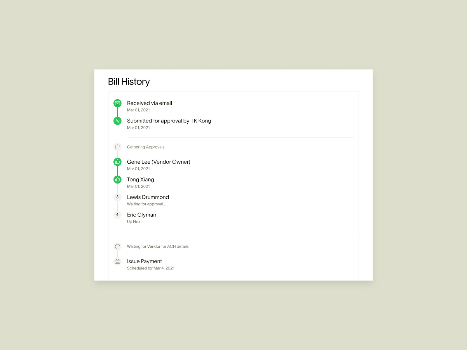 Example of routing a bill for approval in Ramp