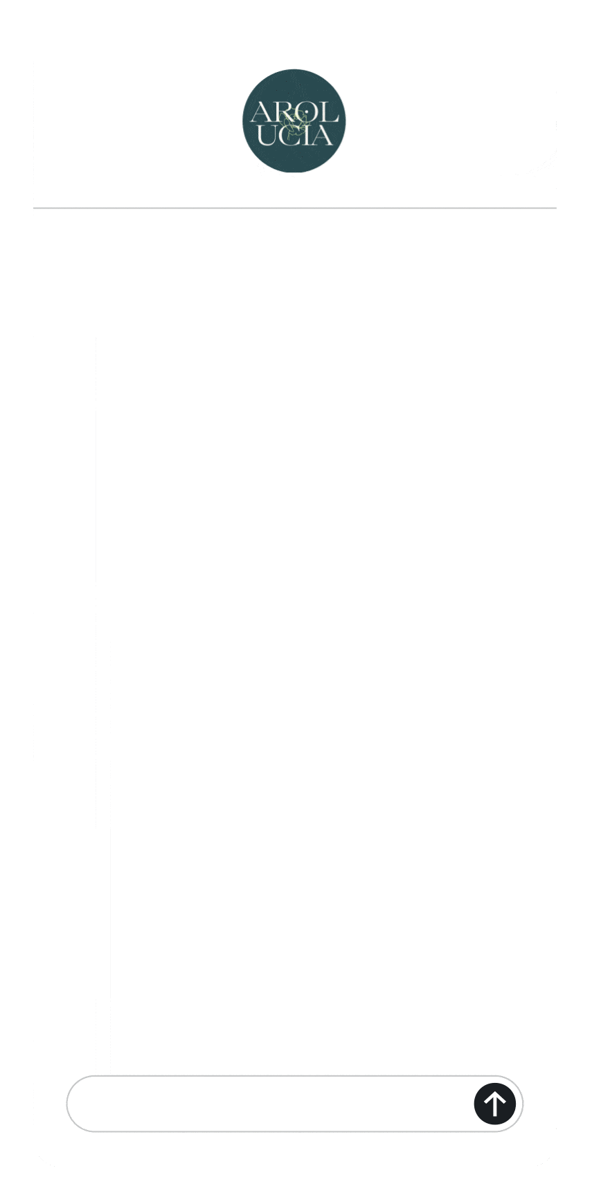 A phone mockup of a sms conversation between a brand called Arolucia and a customer