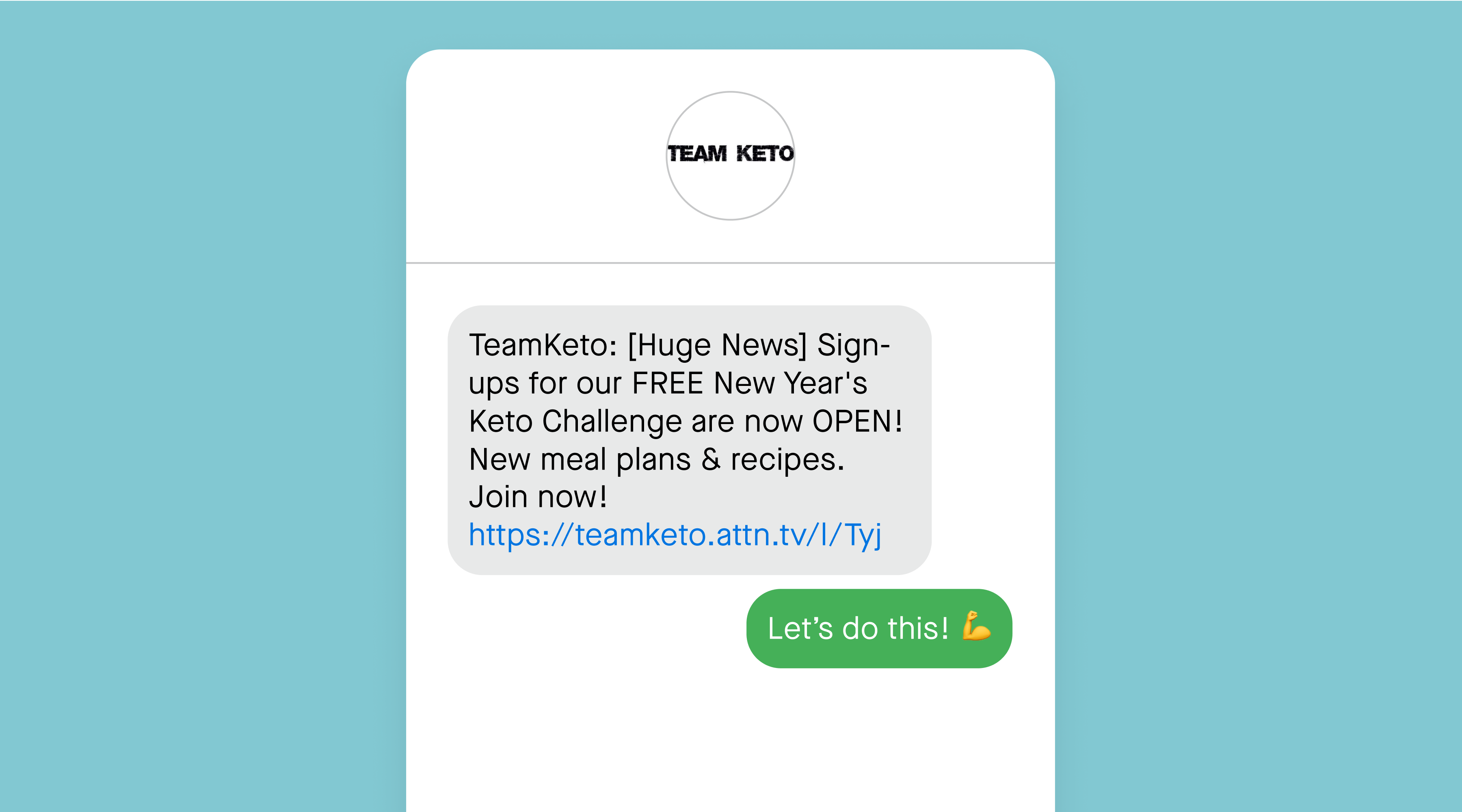 TeamKeto text example