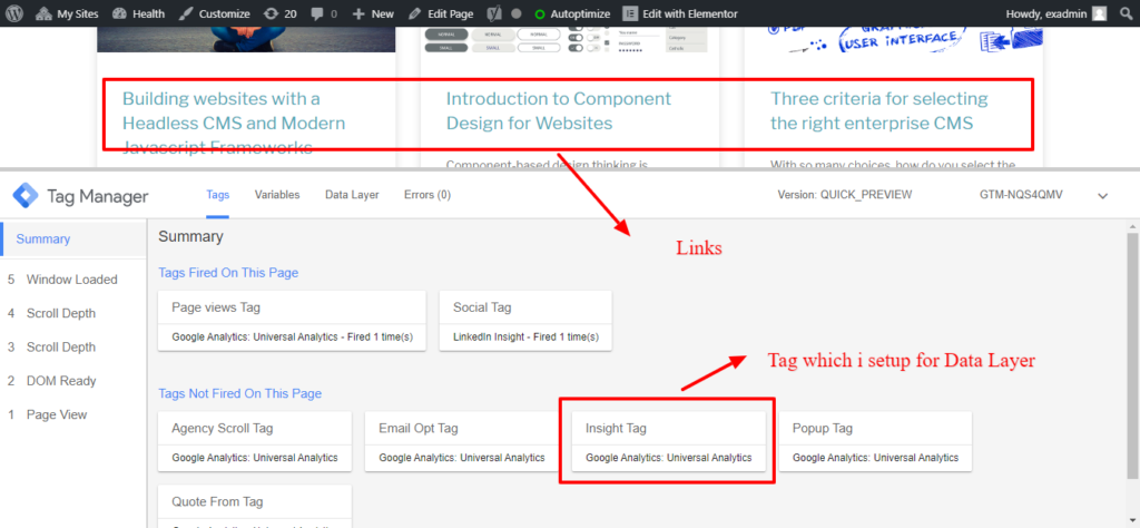 tag testing in GTM