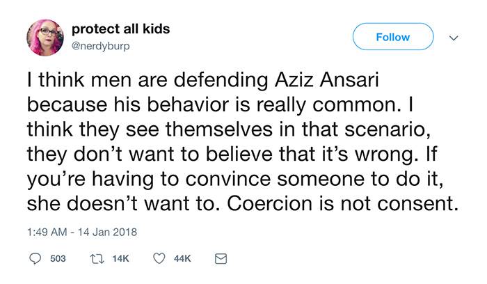 @nerdyburp weighs in on men's reaction to the Aziz Ansari incident