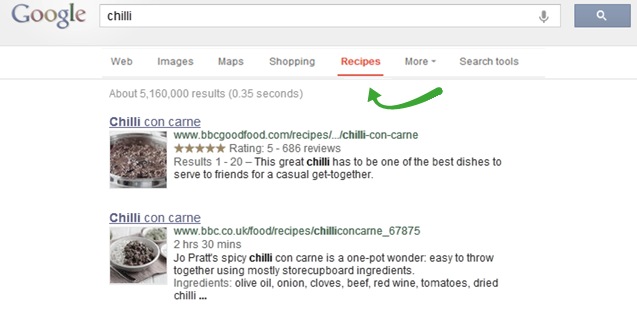 Google Recipe Section