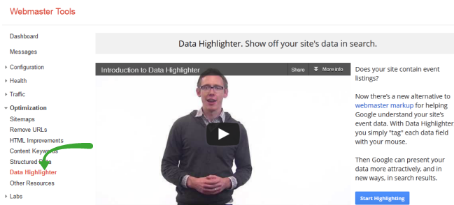 Data Highlighter Google Search Console