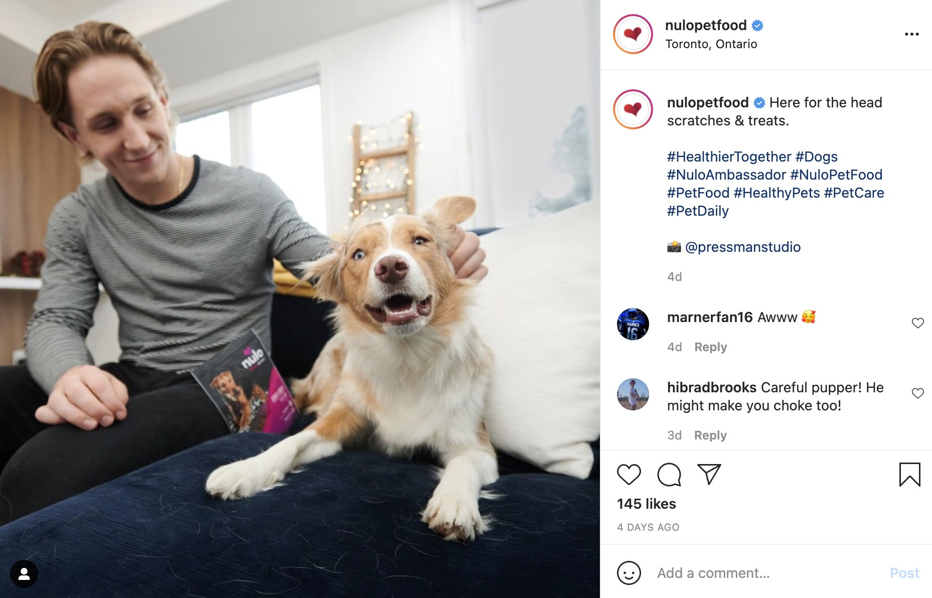 Nulo Instagram Post of man with dog