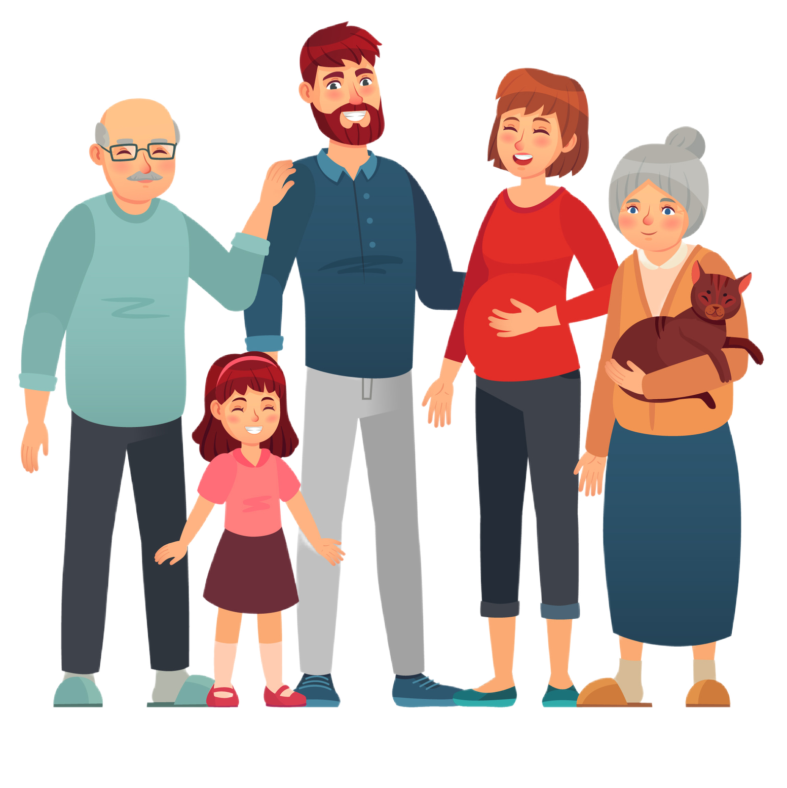 Animated family representing a group