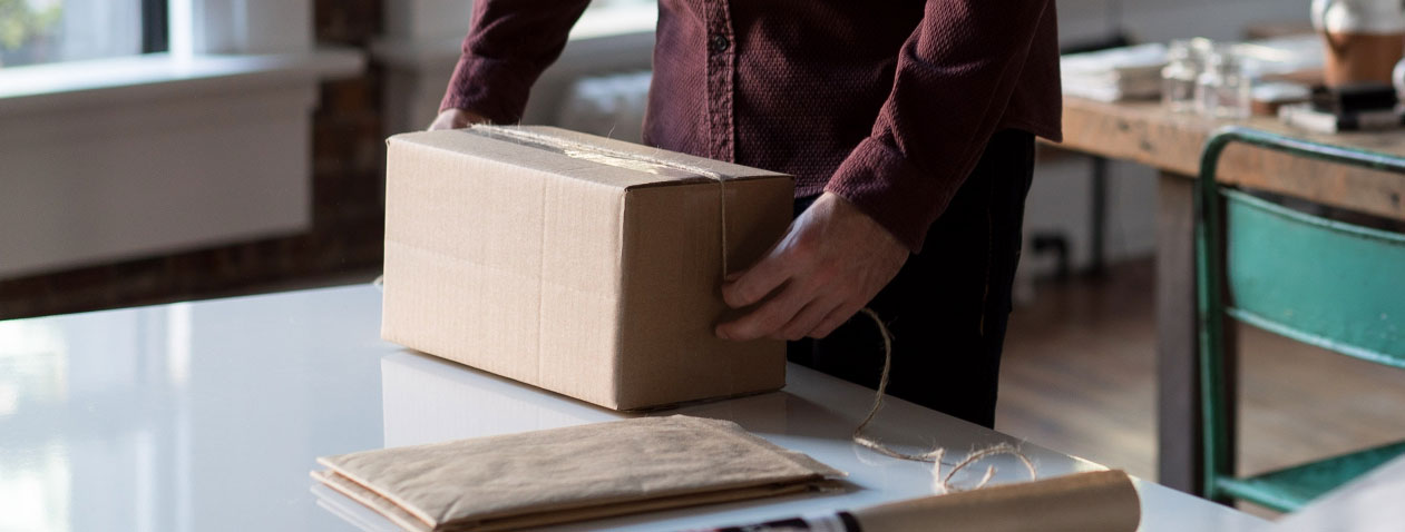 Box being packed for delivery