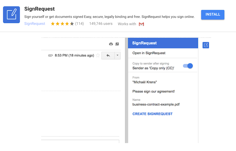 SignRequest in Gmail