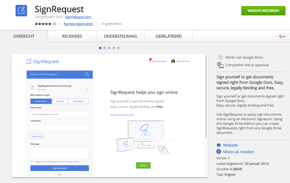 SignRequest in Google Drive