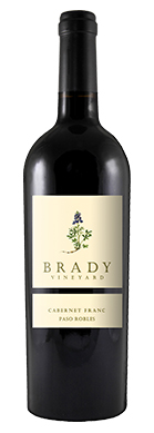 Bottle of Brady Vineyard Cab Franc from the front