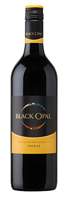 Front view of a bottle of Black Opal South West Australia Shiraz