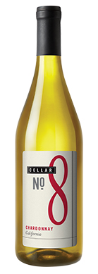 Cellar No. 8 California Chardonnay wine bottle and wine label front view