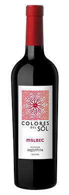 Colores del Sol wine bottle from front for Argentine Malbec wine