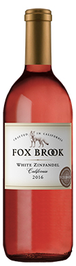 Wine Bottle with Fox Brook White Zinfandel wine and front label