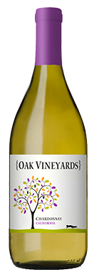 Oak Vineyards California Chardonnay wine bottle front view with wine label