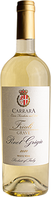 Carrara wine brand Pinot Grigio bottle front view with label and capsule