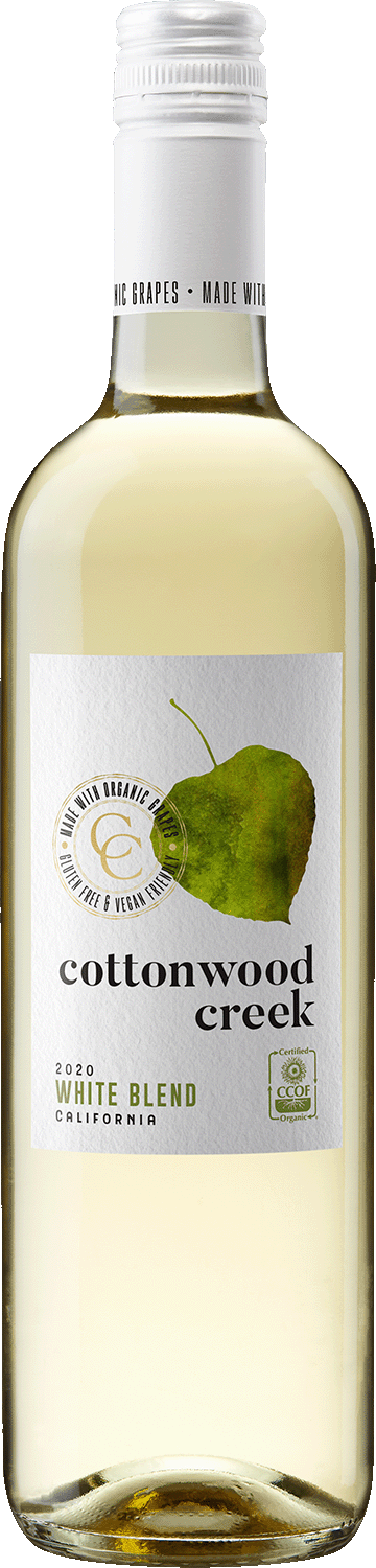 Organic bottle of Cottonwood Creek White Wine blend front view