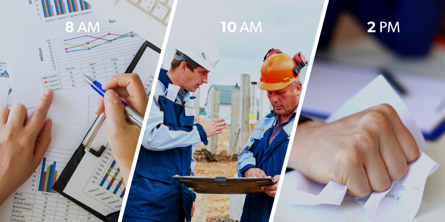 chronological time showing contractors struggling to labor schedule