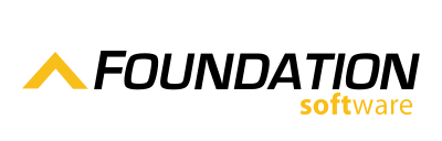 Foundation Software’s logo in black and yellow with a yellow triangle shape on the left.