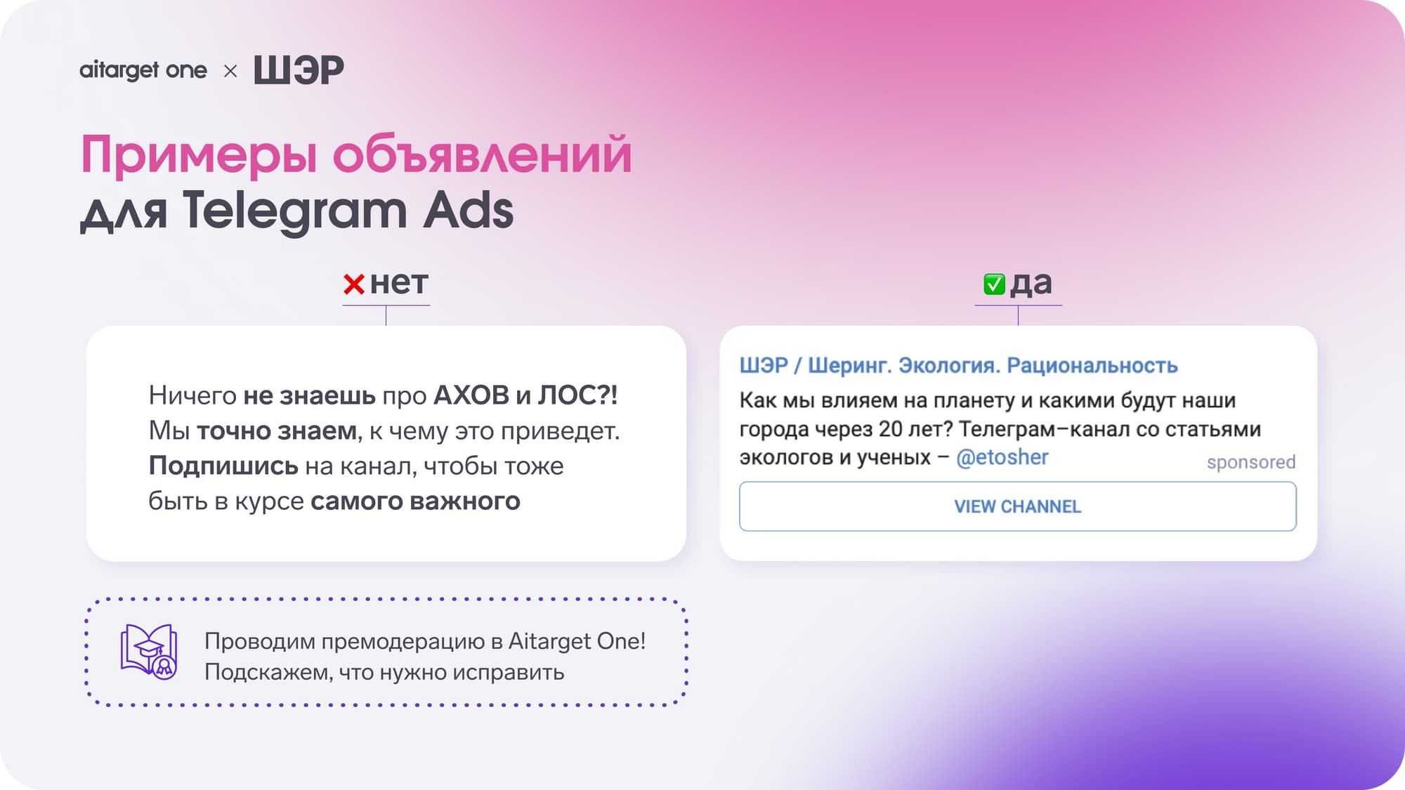 примеры объявлений для Telegram Ads
