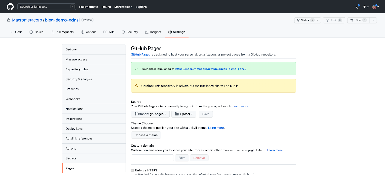 ghpages settings