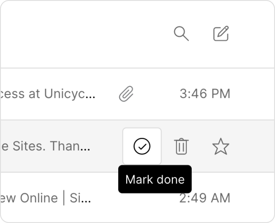 Mark an email as done in Unicycle Inbox