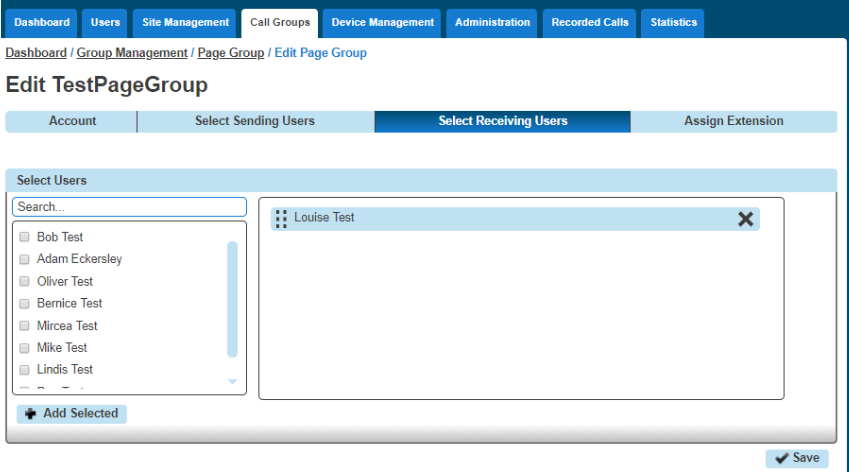 Select Receiving Users