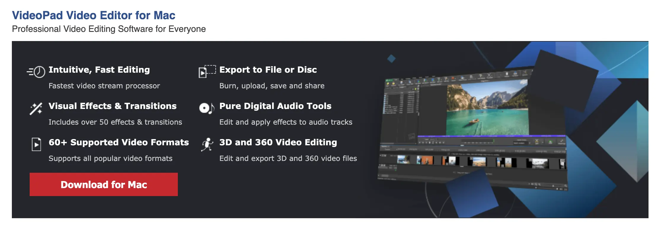 VideoPad free editor