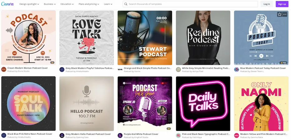 Canva cover art podcast templates