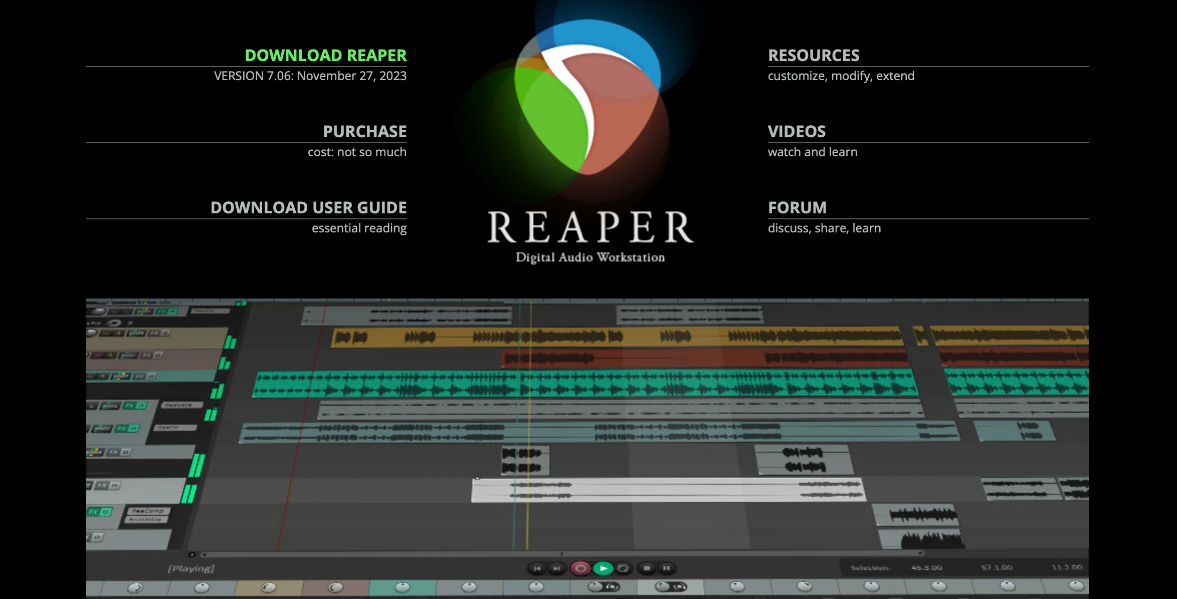 Reaper audio mixer