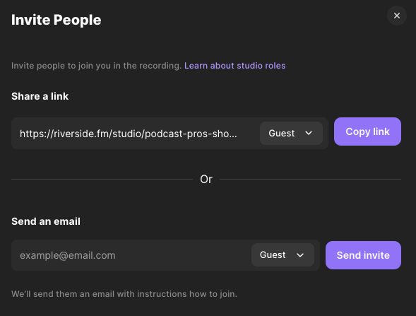 inviting people to a podcast recording