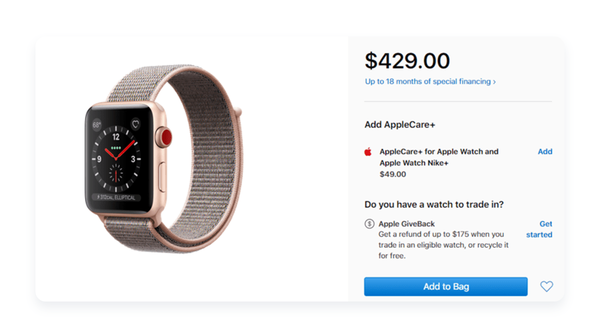apple-watch-in-cart-apple-care-upsell-example