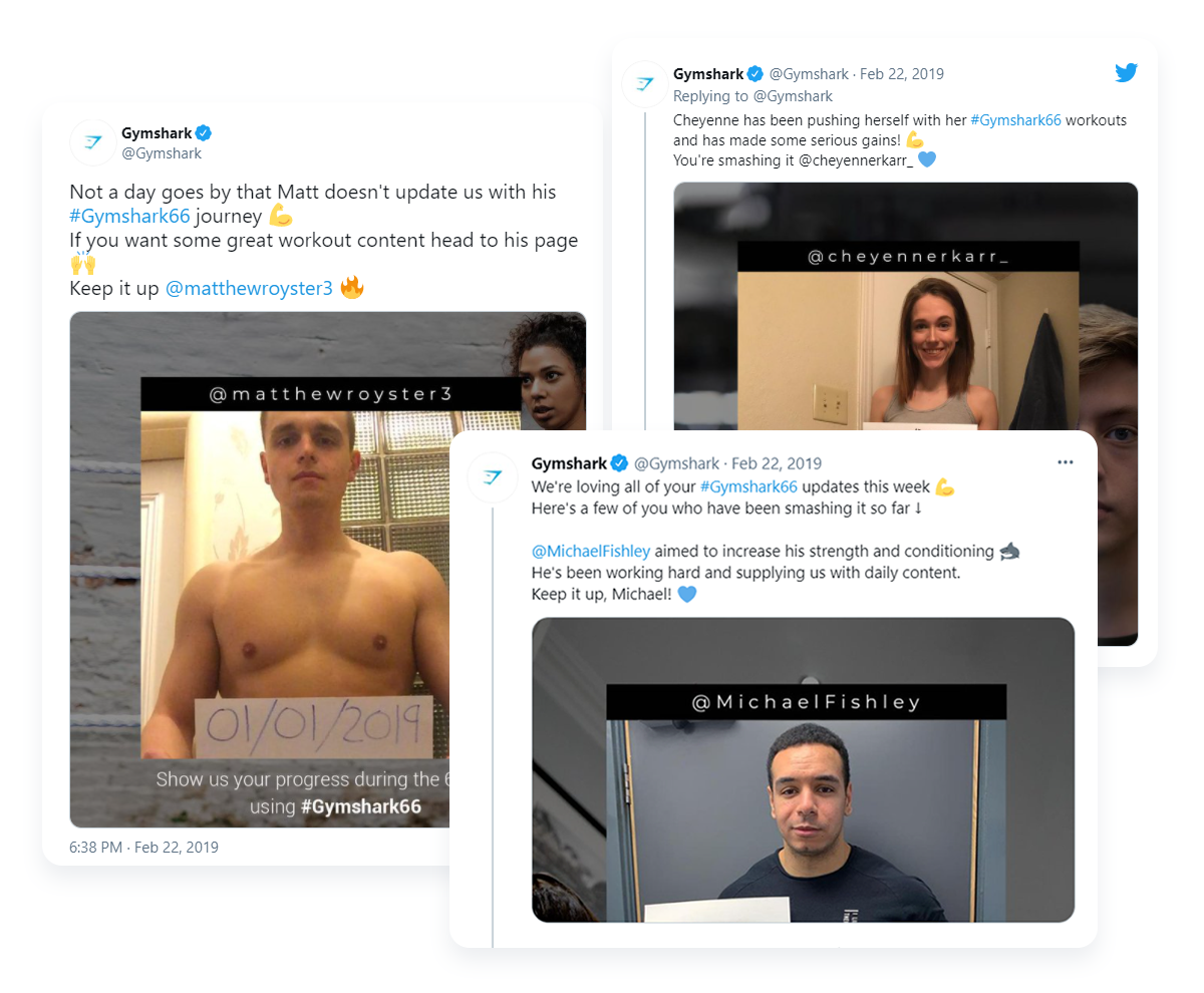 Fastest growing ecommerce startups, Gymshark UGC example