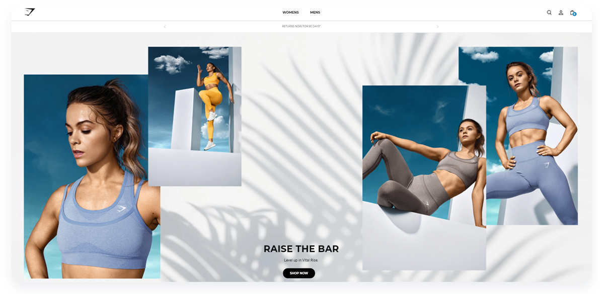 Fastest growing ecommerce startups, Gymshark Main Page