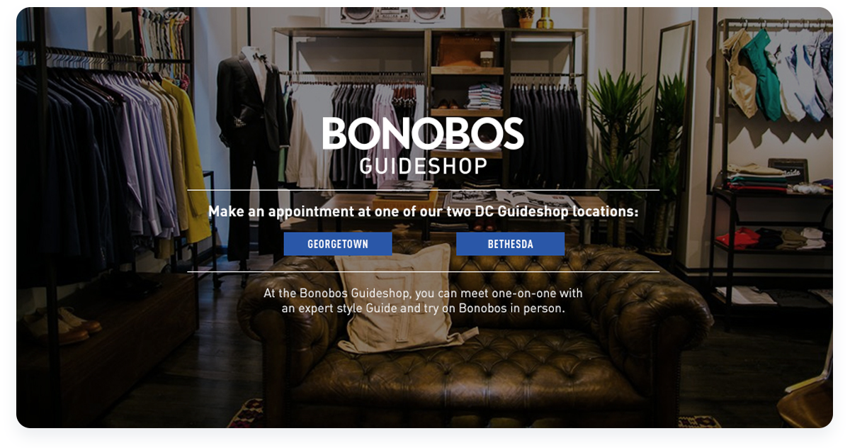Most innovative ecommerce startups, Bonobos Guideshops