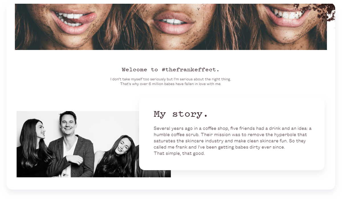 Top innovative ecommerce startups, Frank Body Story About us