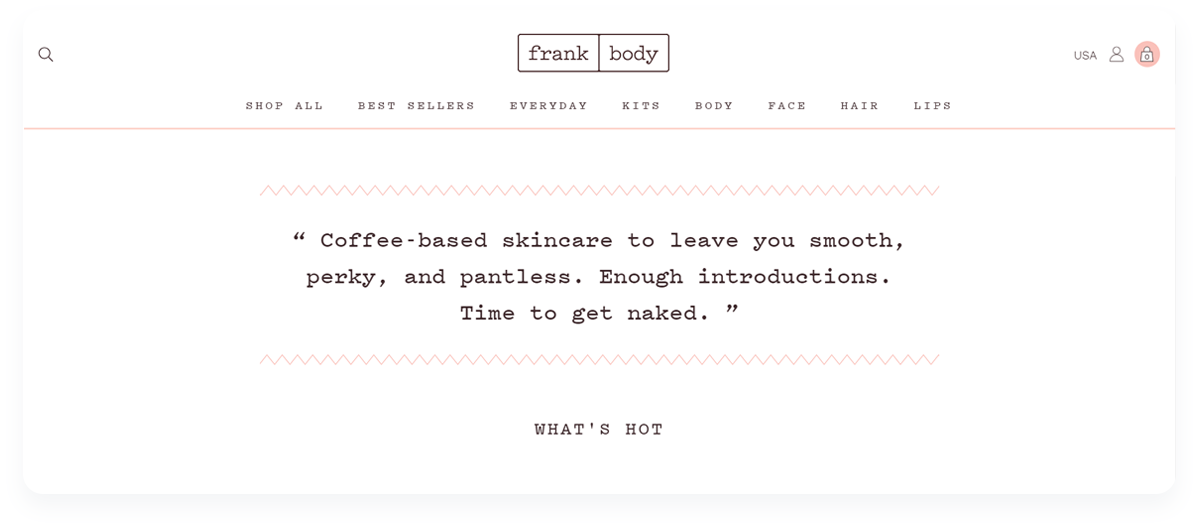 Top innovative ecommerce startups, Frank Body Copywriting website