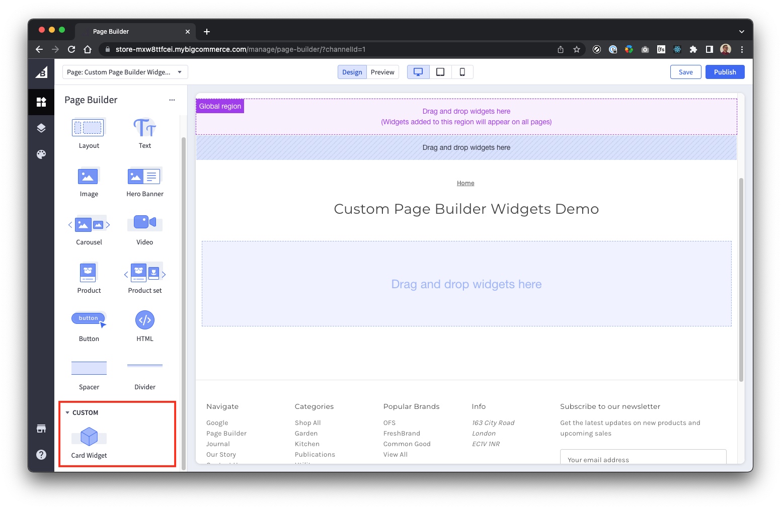 Custom Card Widget in Page Builder