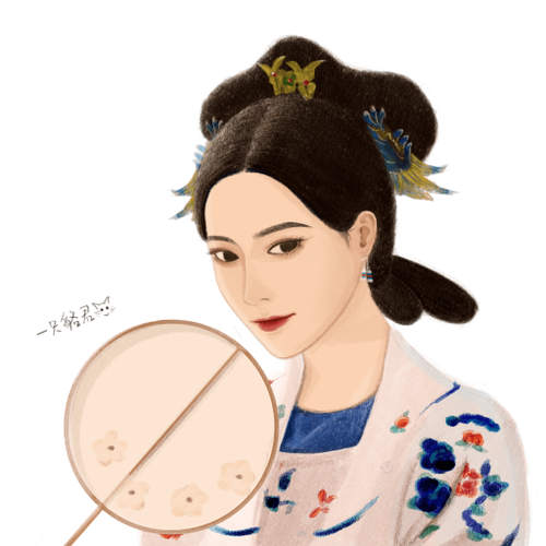 Drawing 3, A girl wears Chinese traditional costumes and holding a beautiful Chinese fan.