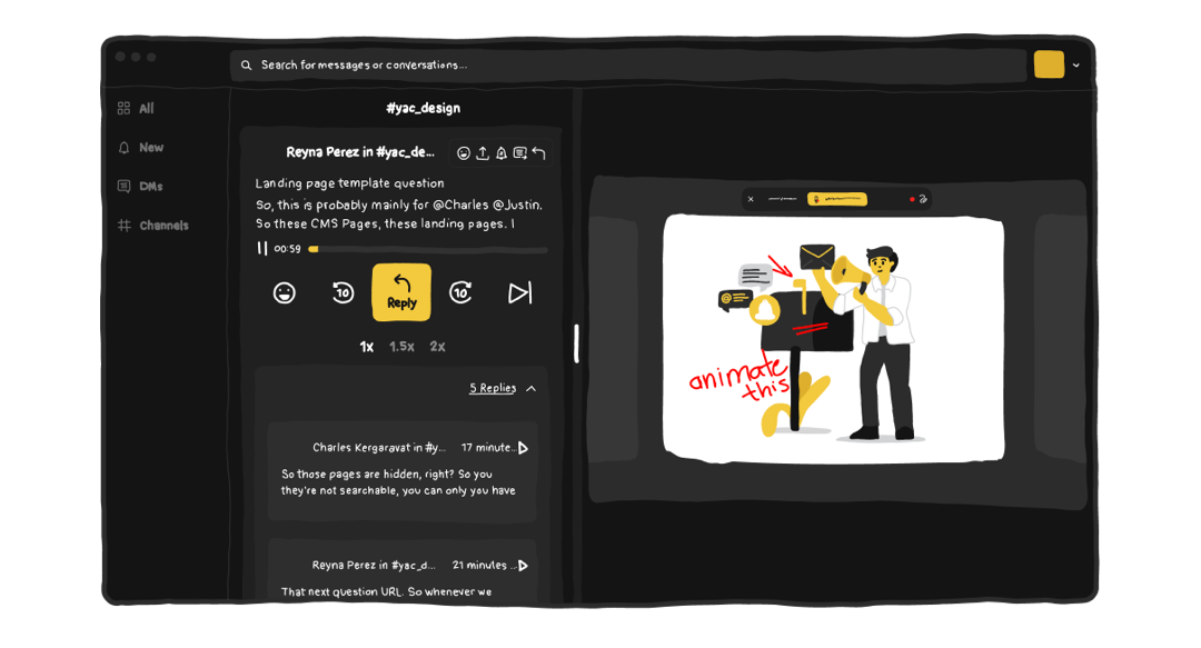 Yac screen sharing playback with threading