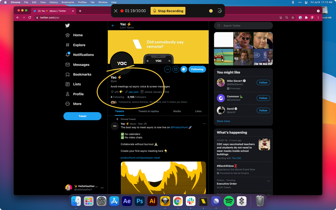 What screen recording on desktop looks like.