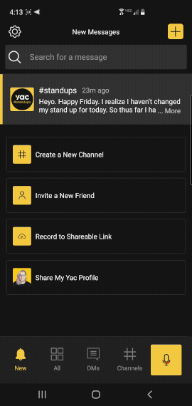 Inviting someone to Yac via mobile app