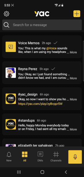 navigating to reply all toggle in Yac mobile app