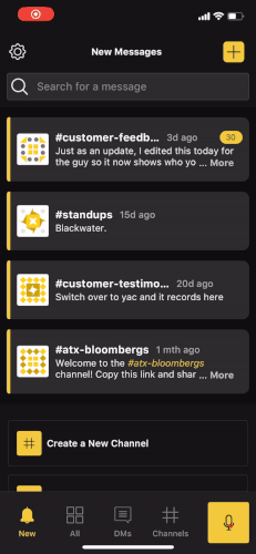 Screenshare showing how to copy a Discussion link in Yac mobile app