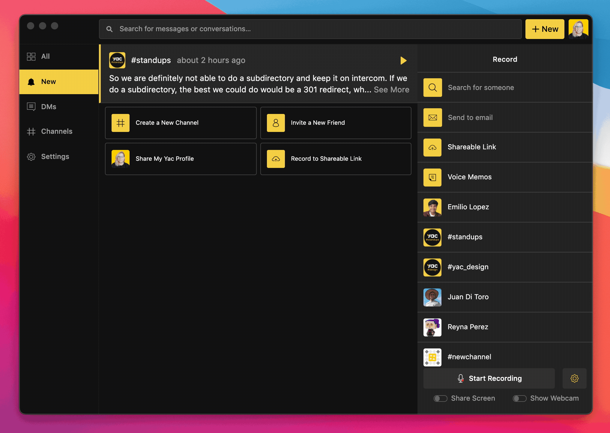 Searching your messages via desktop app