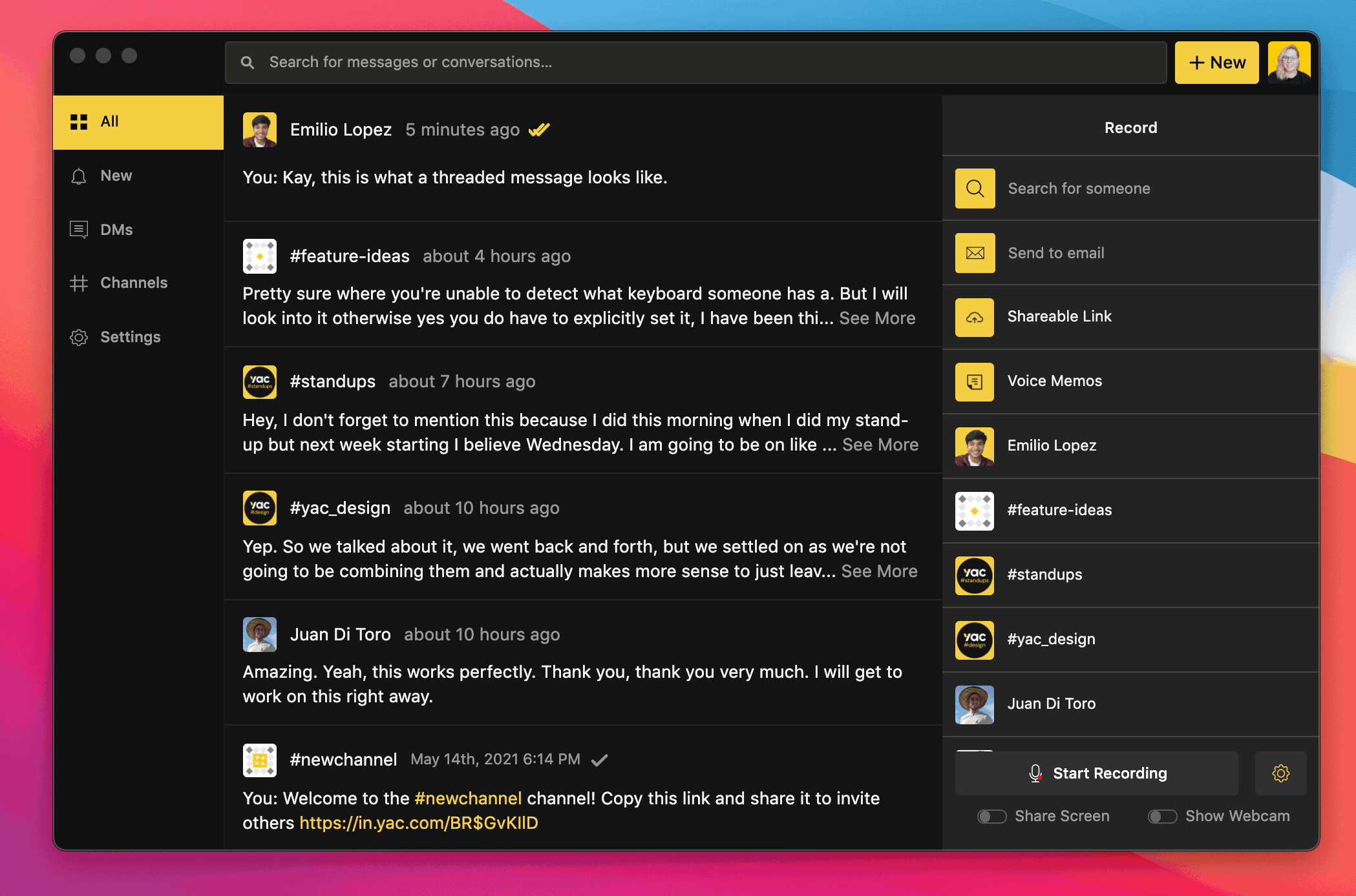 Forwarding a message via desktop app