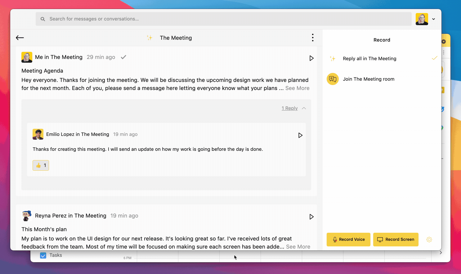 Sending a screenshare in a async meeting in Yac